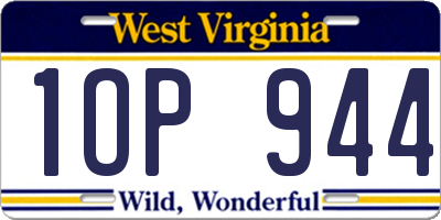 WV license plate 1OP944