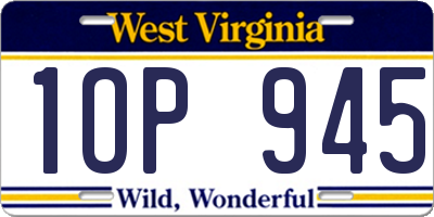 WV license plate 1OP945