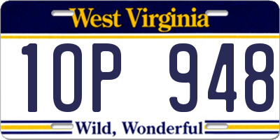WV license plate 1OP948