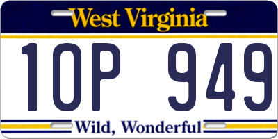 WV license plate 1OP949