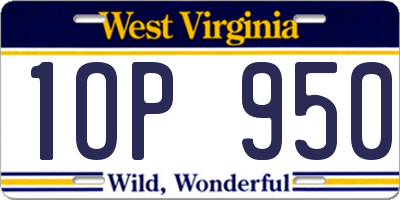 WV license plate 1OP950