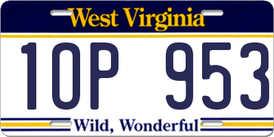 WV license plate 1OP953