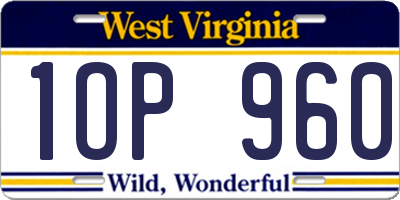 WV license plate 1OP960