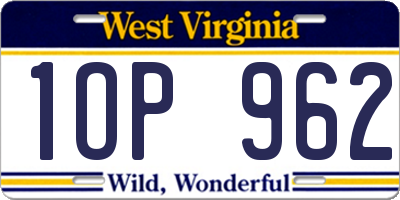 WV license plate 1OP962