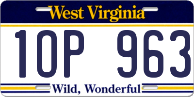 WV license plate 1OP963