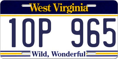 WV license plate 1OP965