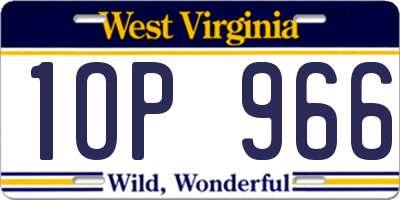 WV license plate 1OP966
