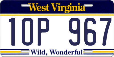 WV license plate 1OP967