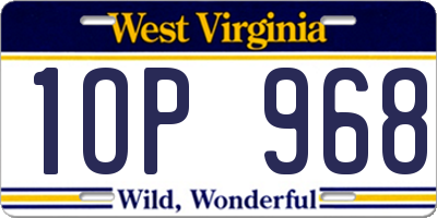 WV license plate 1OP968