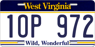 WV license plate 1OP972