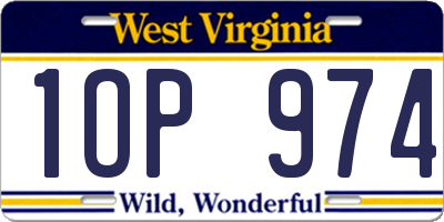 WV license plate 1OP974