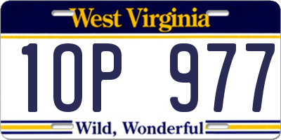 WV license plate 1OP977