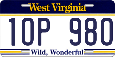 WV license plate 1OP980