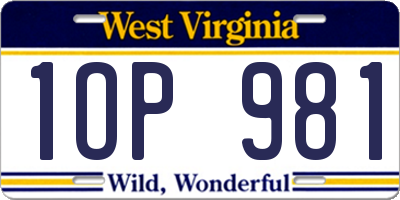 WV license plate 1OP981