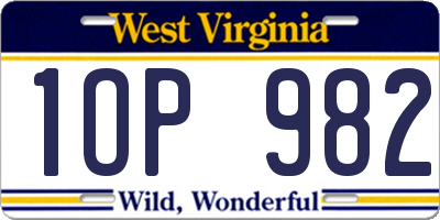 WV license plate 1OP982