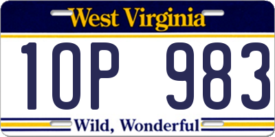 WV license plate 1OP983