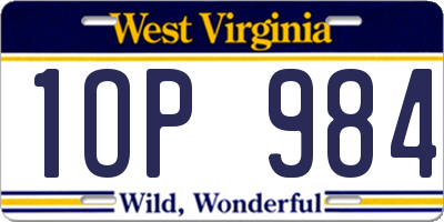 WV license plate 1OP984