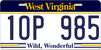 WV license plate 1OP985