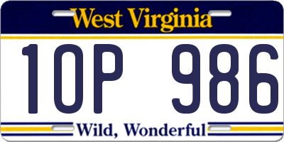 WV license plate 1OP986