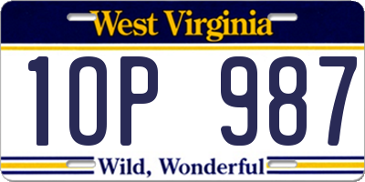 WV license plate 1OP987