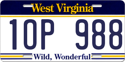 WV license plate 1OP988