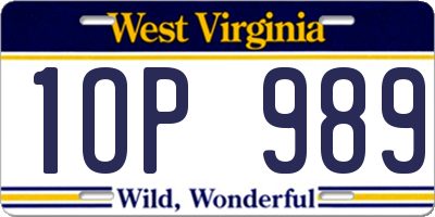 WV license plate 1OP989