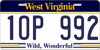 WV license plate 1OP992