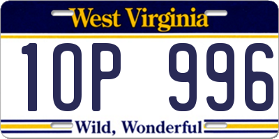 WV license plate 1OP996