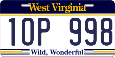 WV license plate 1OP998