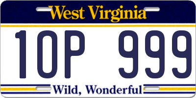 WV license plate 1OP999