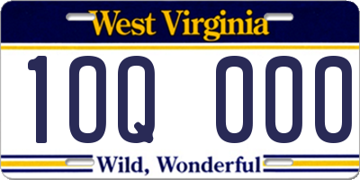 WV license plate 1OQ000