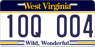 WV license plate 1OQ004