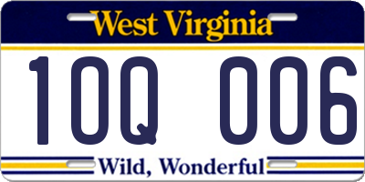 WV license plate 1OQ006