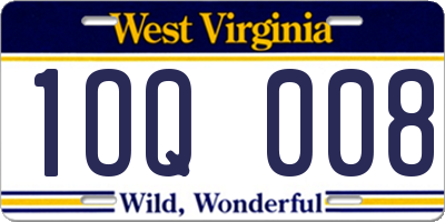 WV license plate 1OQ008