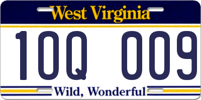 WV license plate 1OQ009