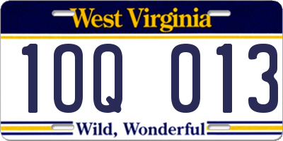 WV license plate 1OQ013