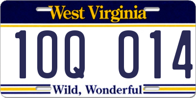 WV license plate 1OQ014
