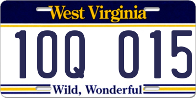 WV license plate 1OQ015