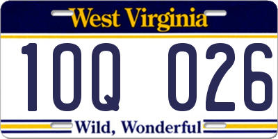 WV license plate 1OQ026