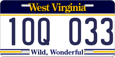 WV license plate 1OQ033