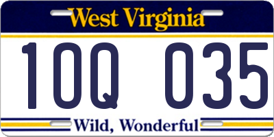 WV license plate 1OQ035