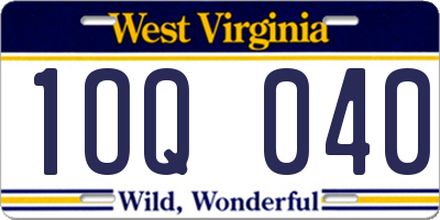 WV license plate 1OQ040