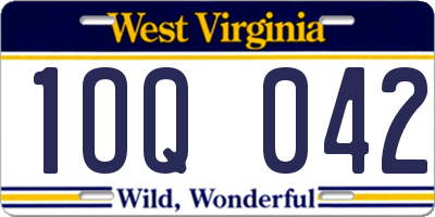 WV license plate 1OQ042