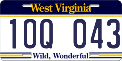 WV license plate 1OQ043