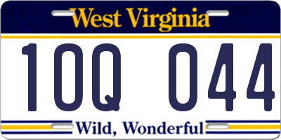 WV license plate 1OQ044