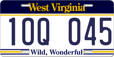 WV license plate 1OQ045