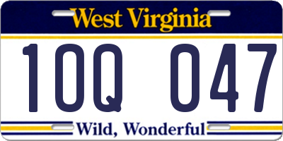WV license plate 1OQ047