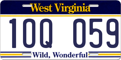 WV license plate 1OQ059