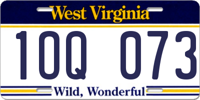 WV license plate 1OQ073
