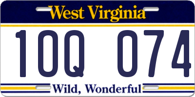 WV license plate 1OQ074